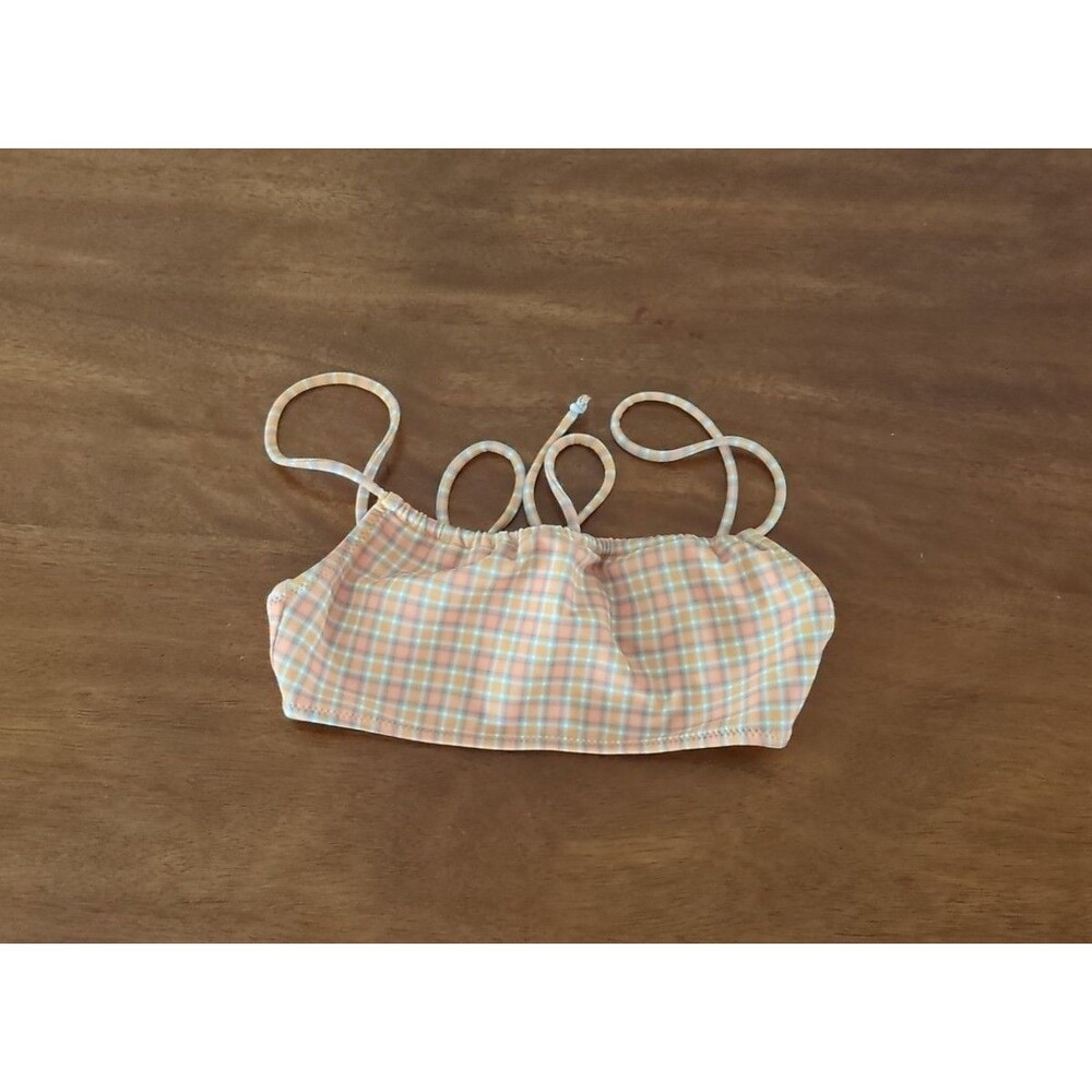 Lahana Swim creamsicle plaid "Birdie" top / side tie bottom set NWT size MED - Picture 5 of 7
